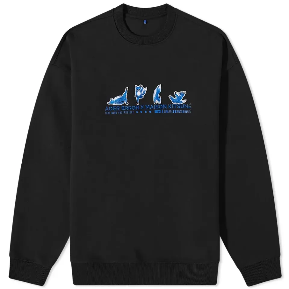 Maison Kitsuné X ADER error Yoga Blue Fox Crew Sweat