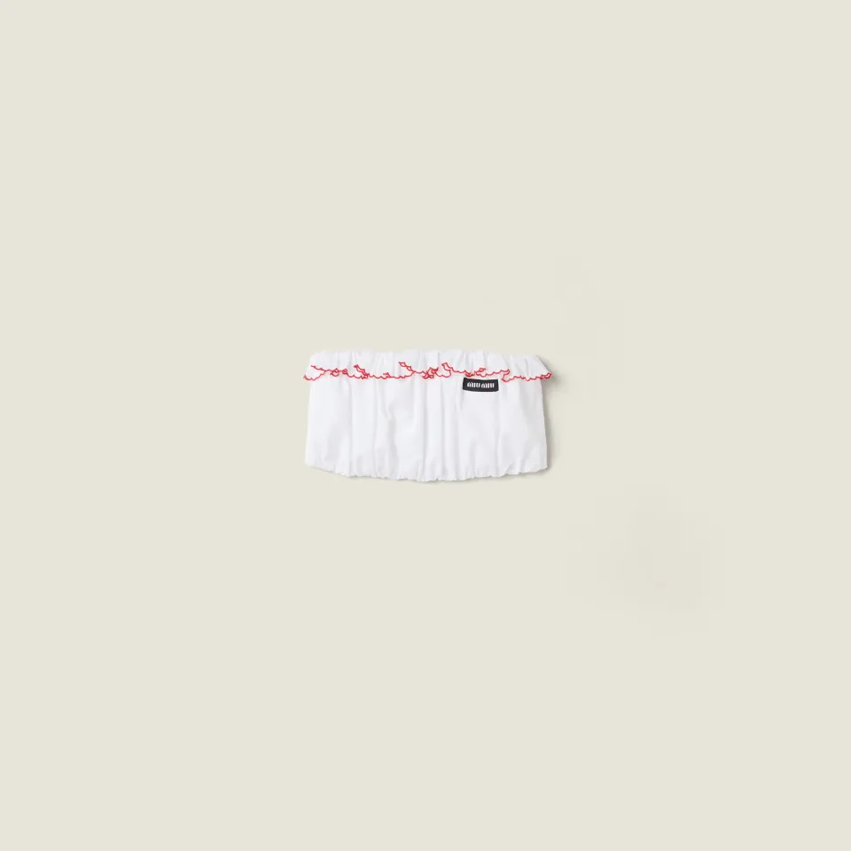 Embroidered poplin bandeau top
