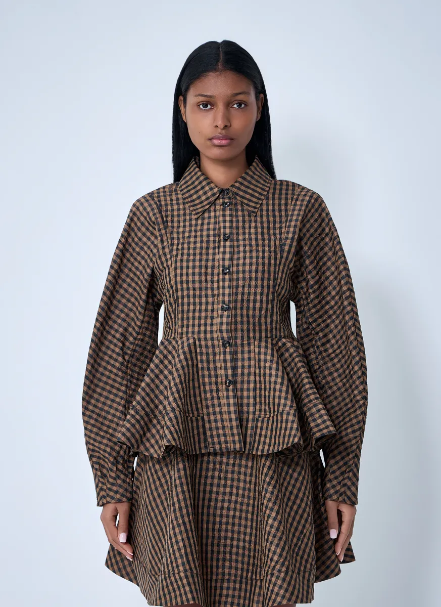 Crinkle Peplum Shirt