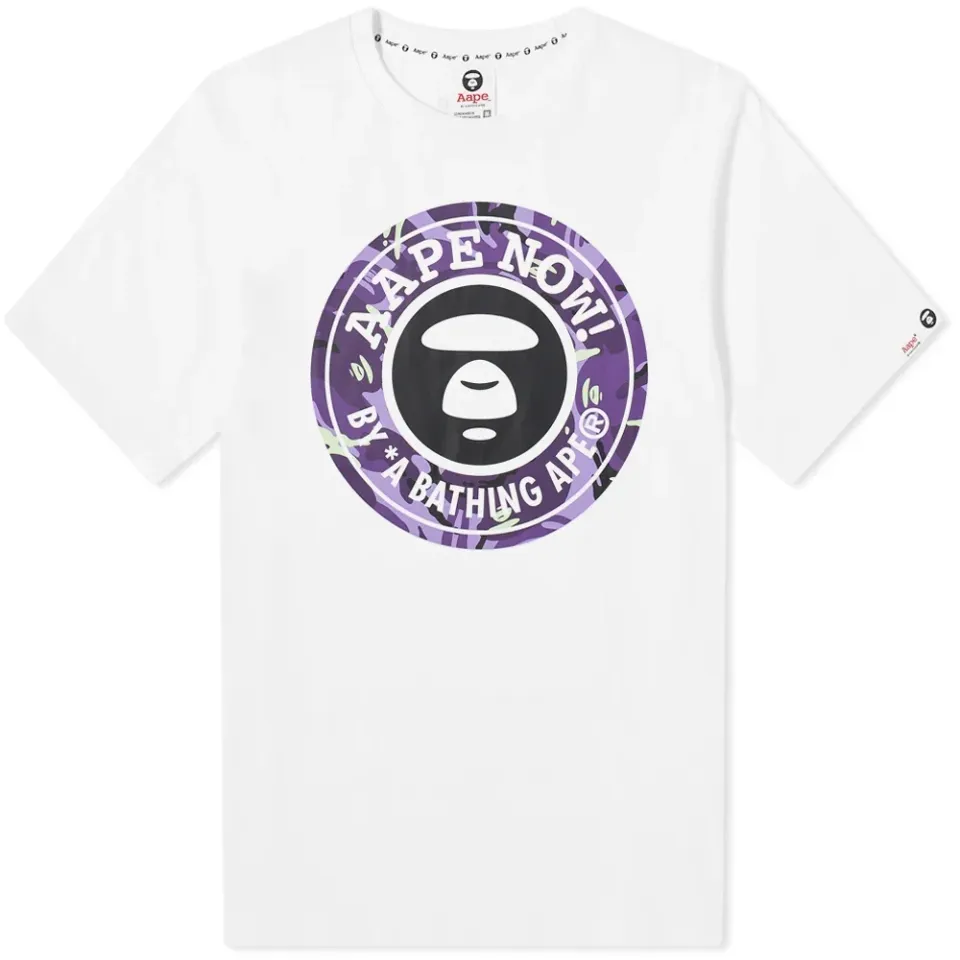 AAPE Purple Glow Camo Moon Face T-Shirt