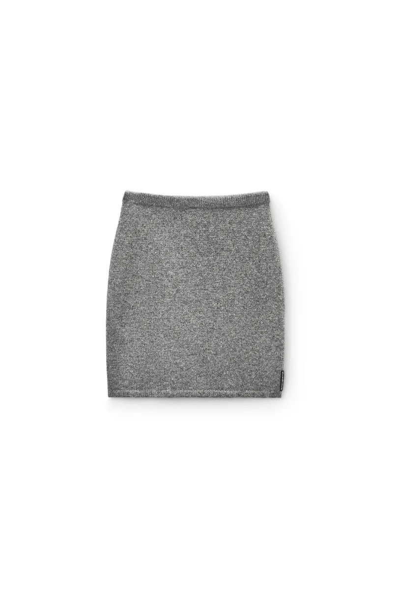 Grey Wool-Blend Hotfix Miniskirt