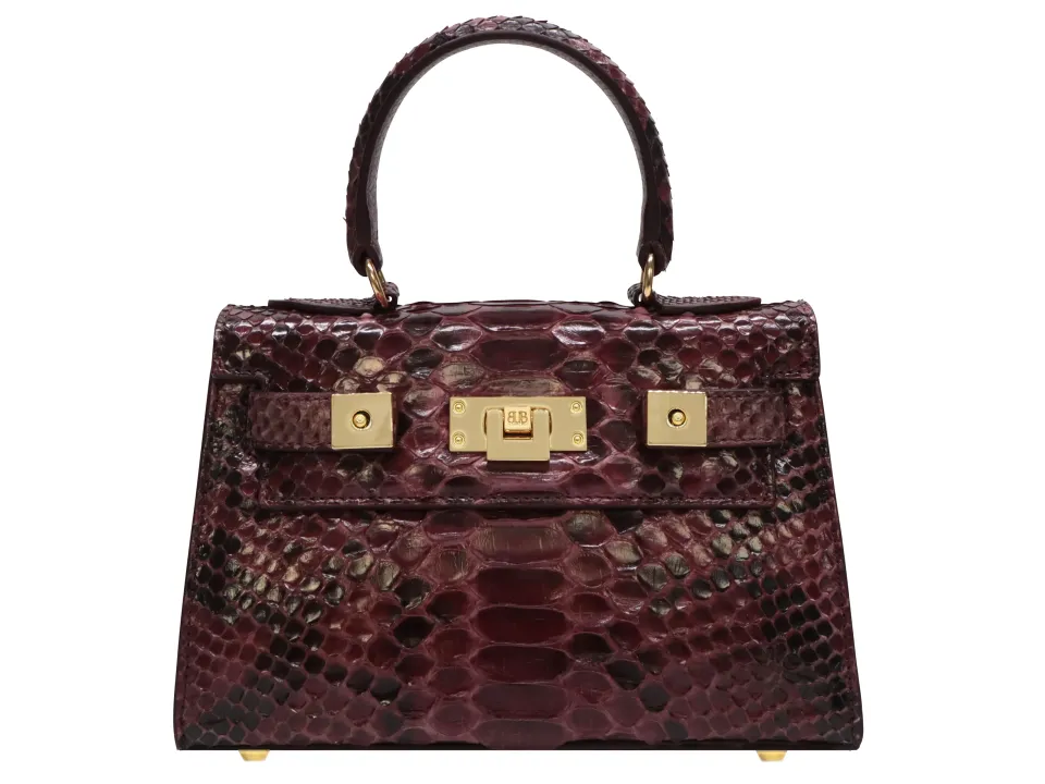 Maya Mignon Pythonskin Handbag - Wine