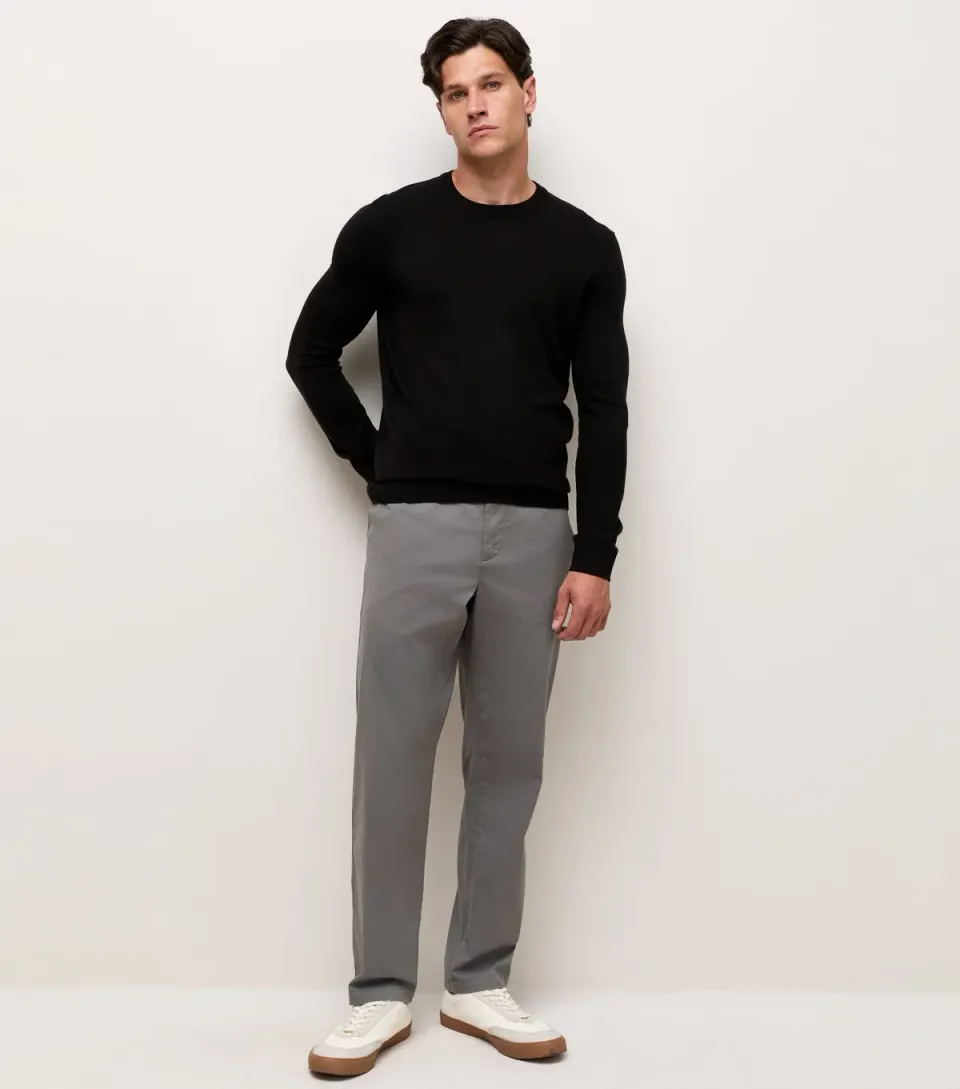 Men's Light Grey Cotton Rich Regular Fit Straight Leg Chino Trousers
