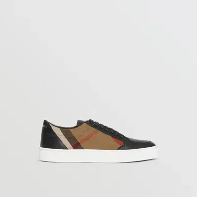 Check Detail Leather Sneakers in HOUSE CHECK/BLACK