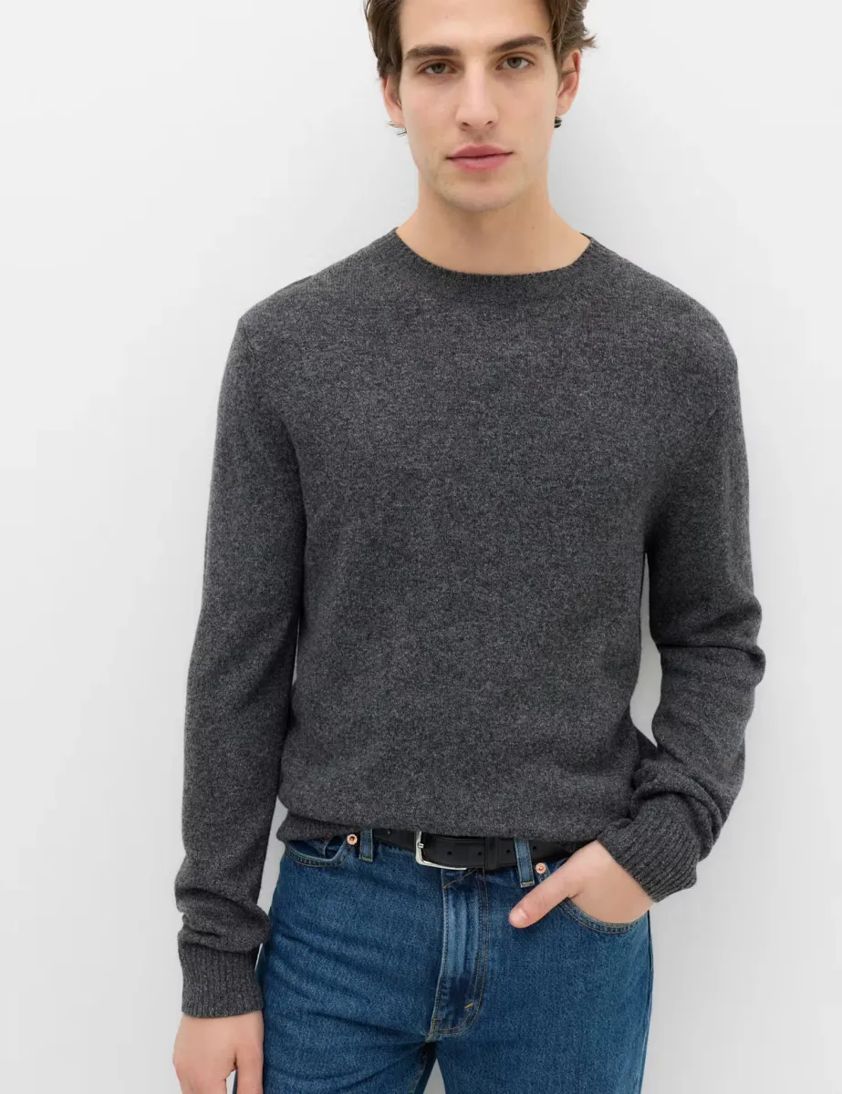 Pure Lambswool Crew Neck Jumper Dark Charcoal