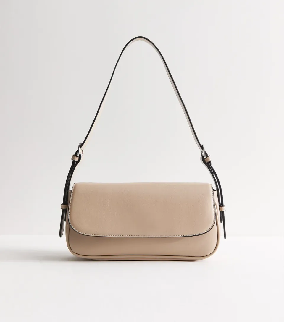Mink Faux Leather Flap Front Shoulder Bag