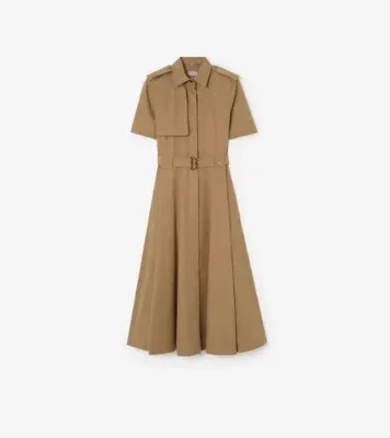 Cotton Poplin Shirt Dress in Puddle beige