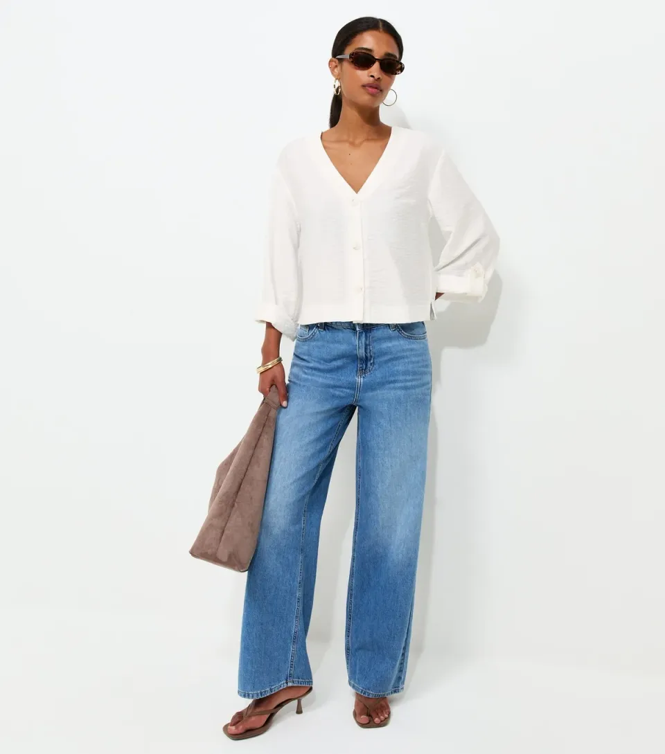 Women's Cream V-Neck Shirt