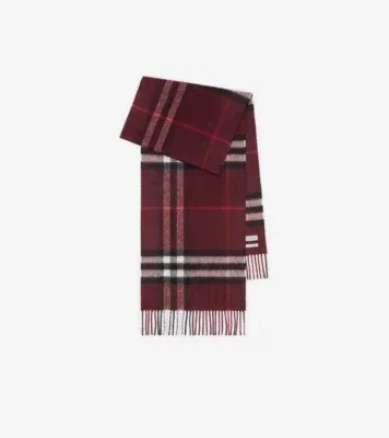Check Cashmere Scarf in Oxblood red