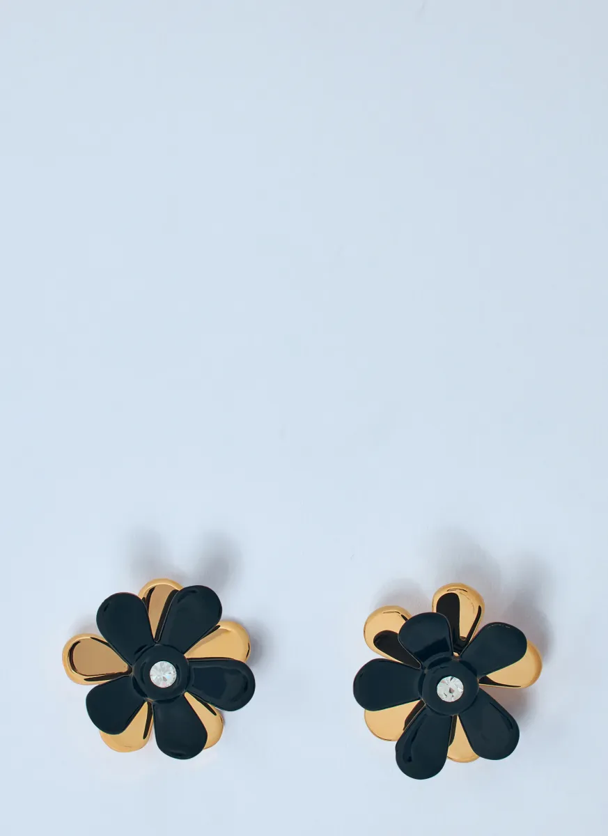 Enameled Metal Flower Pop Earrings