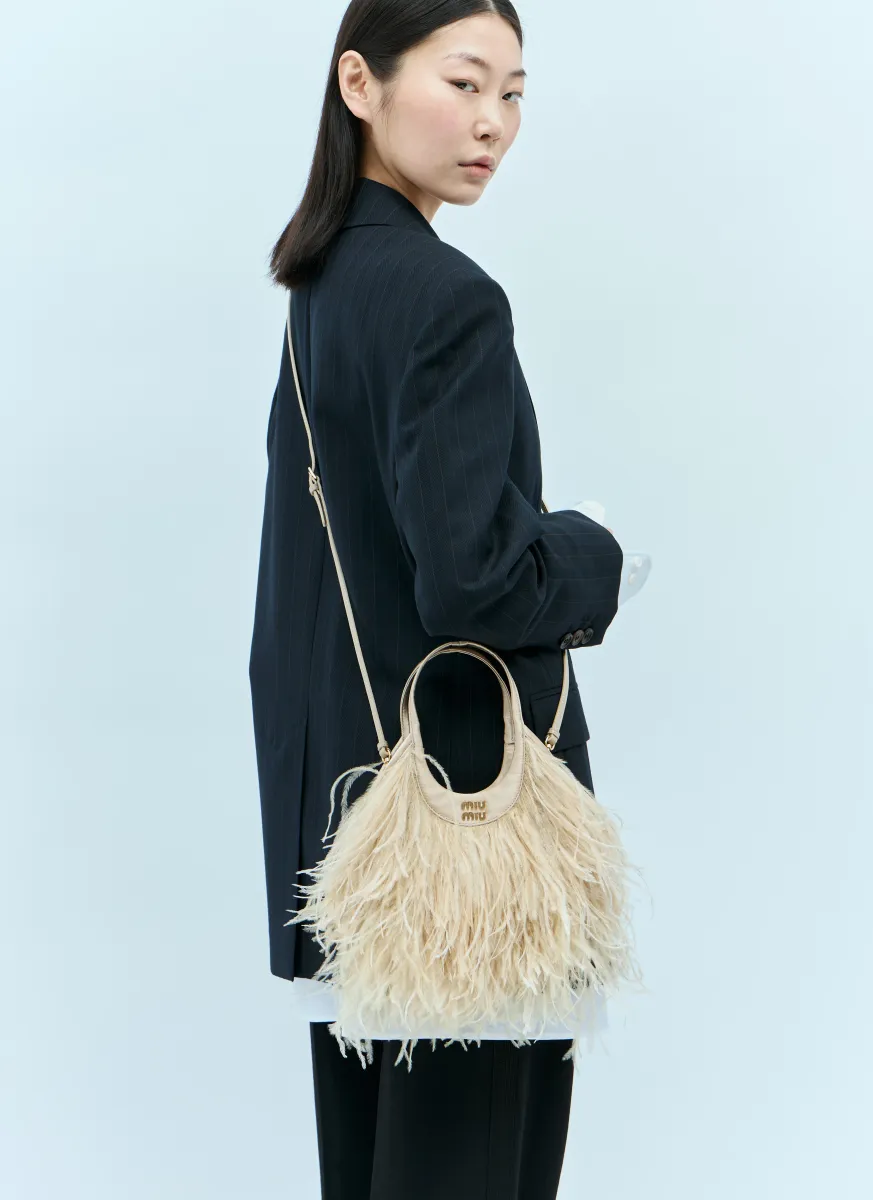 Feather Satin Handbag
