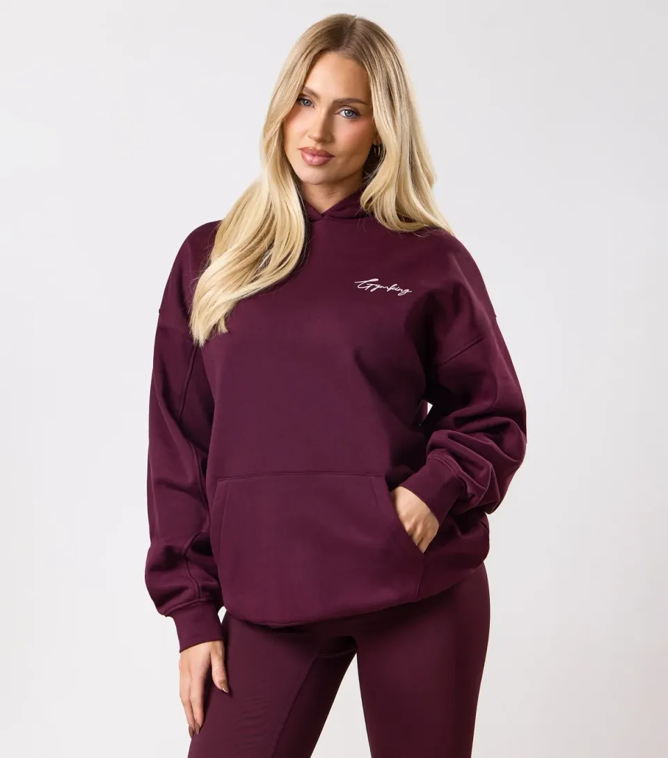 Women's Burgundy Script Mindset Hoodie