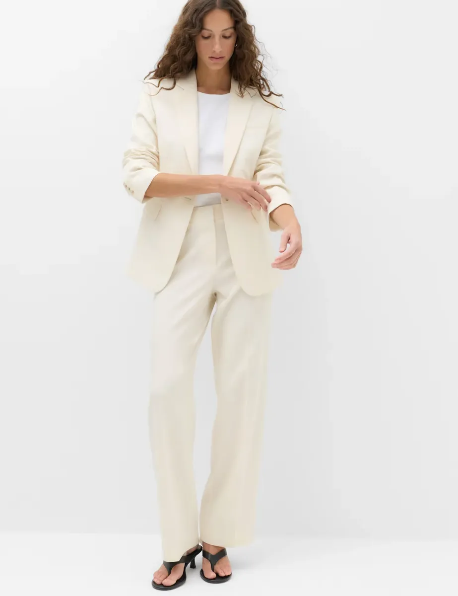 Ultimate Pleat Front Straight Leg Trousers Ivory