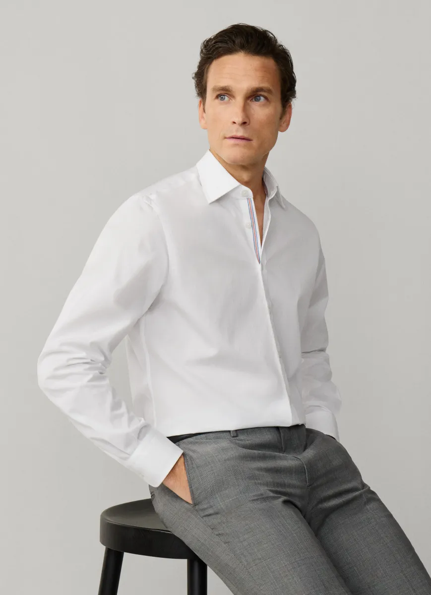 Classic Fit Engineered Stripe Poplin Shirt
