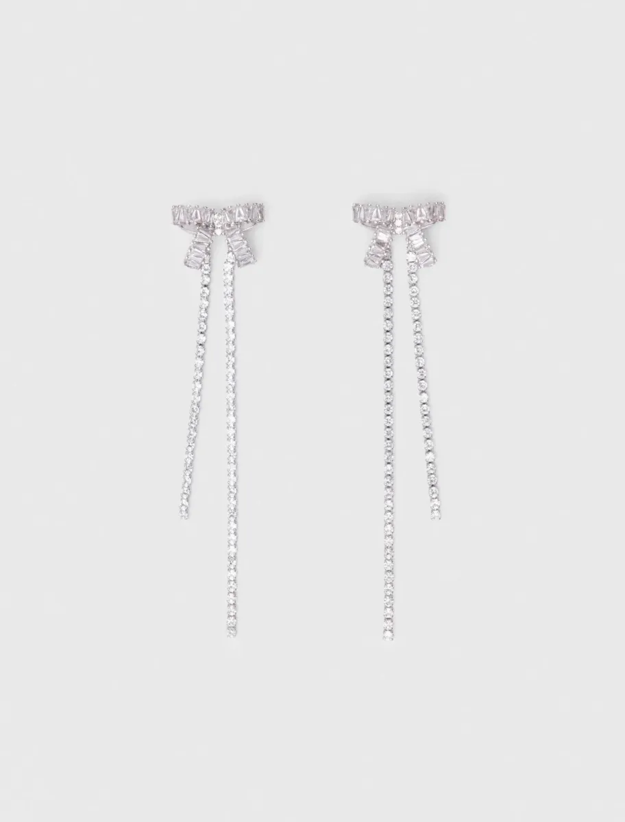 Rhinestone bow earrings