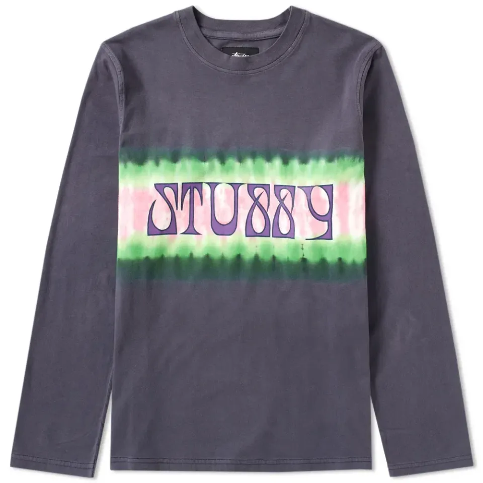 Long Sleeve Tie Dye Stripe Jersey Tee
