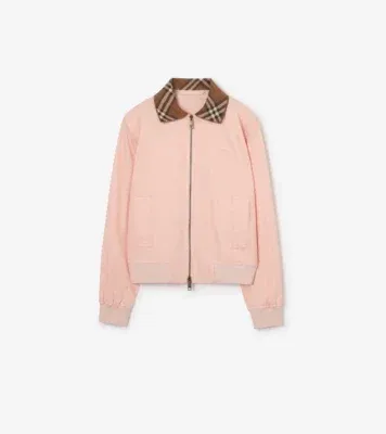 Cropped Tropical Gabardine Hayfield Harrington Jacket in Compact pink