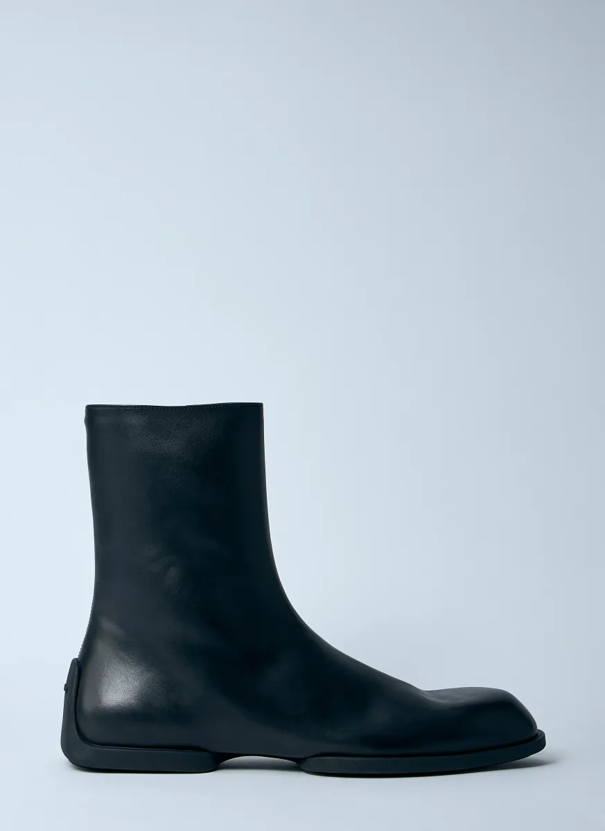 Leather Zip-Up Ankle Boot