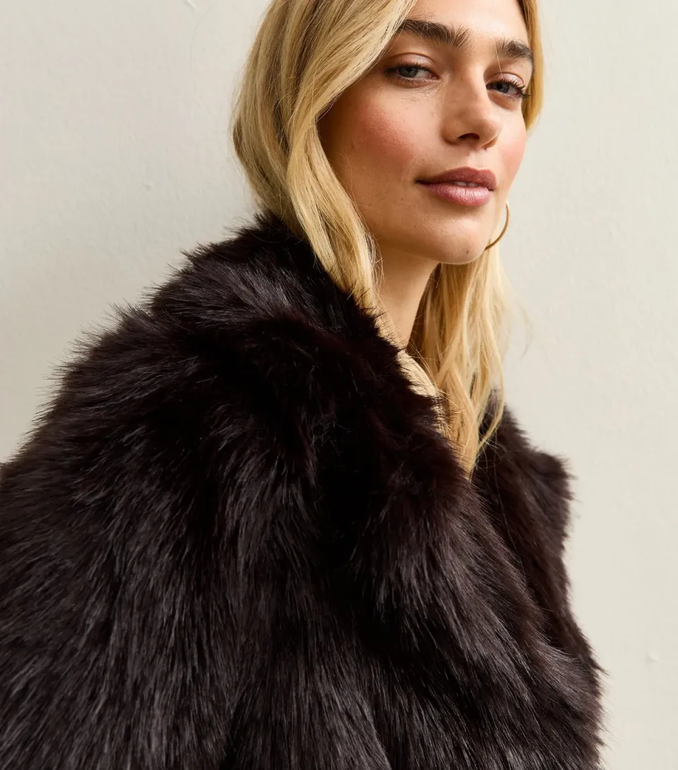 Women's Dark Brown Faux Fur Coat
