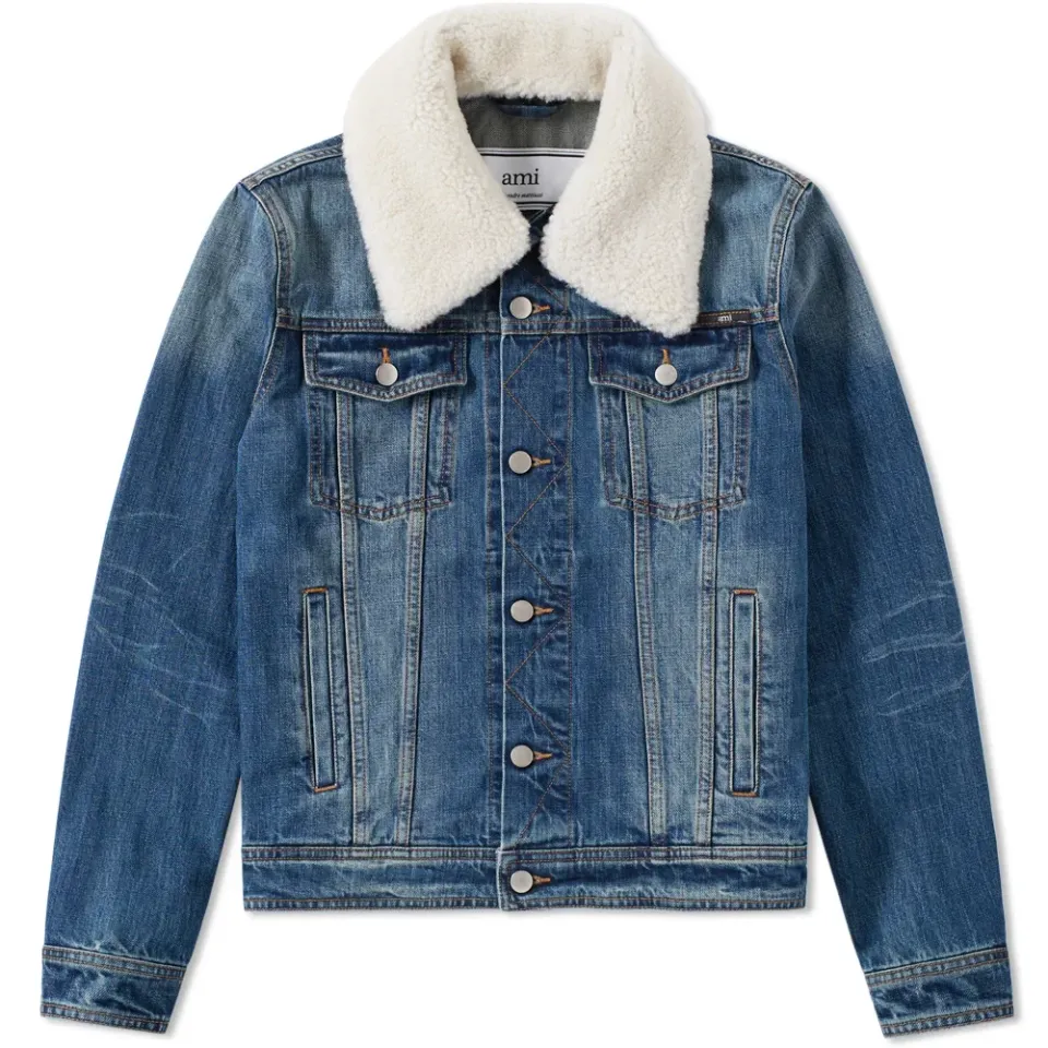 AMI Wool Collar Denim Jacket