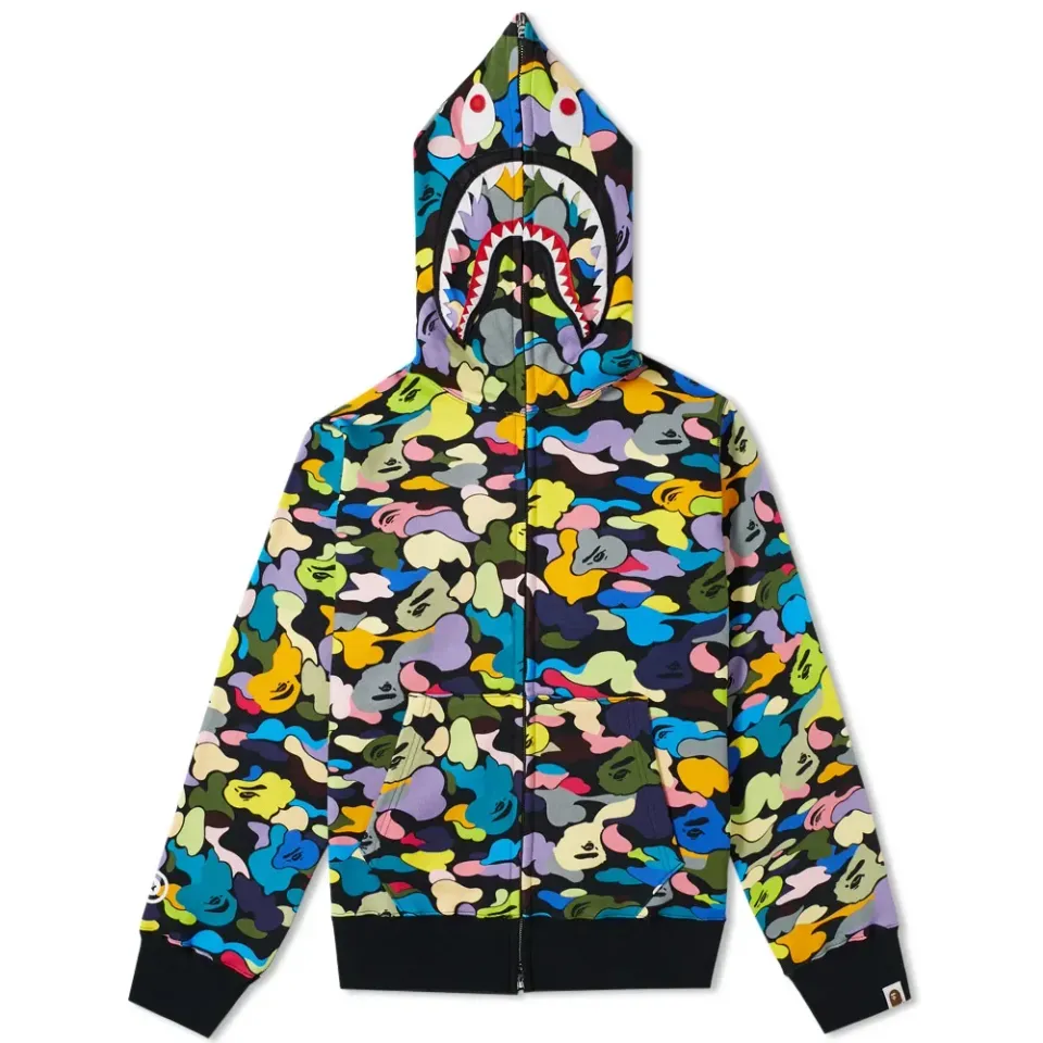 Multi Camo Shark Zip Hoodie