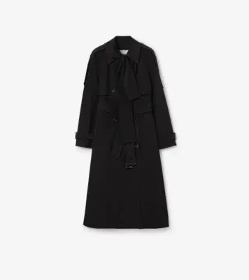 Long Canvas Trerose Trench Coat in Black