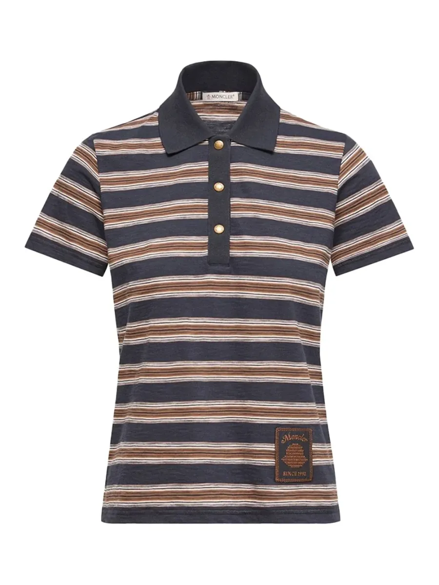 Women Polo Shirt Blue Brown