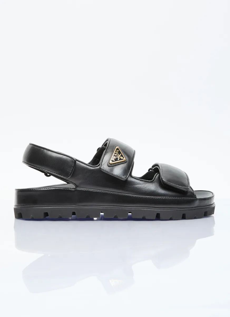 Logo Plaque Leather Sandals
