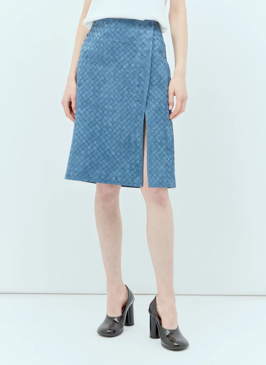 Intrecciato Suede Midi Skirt