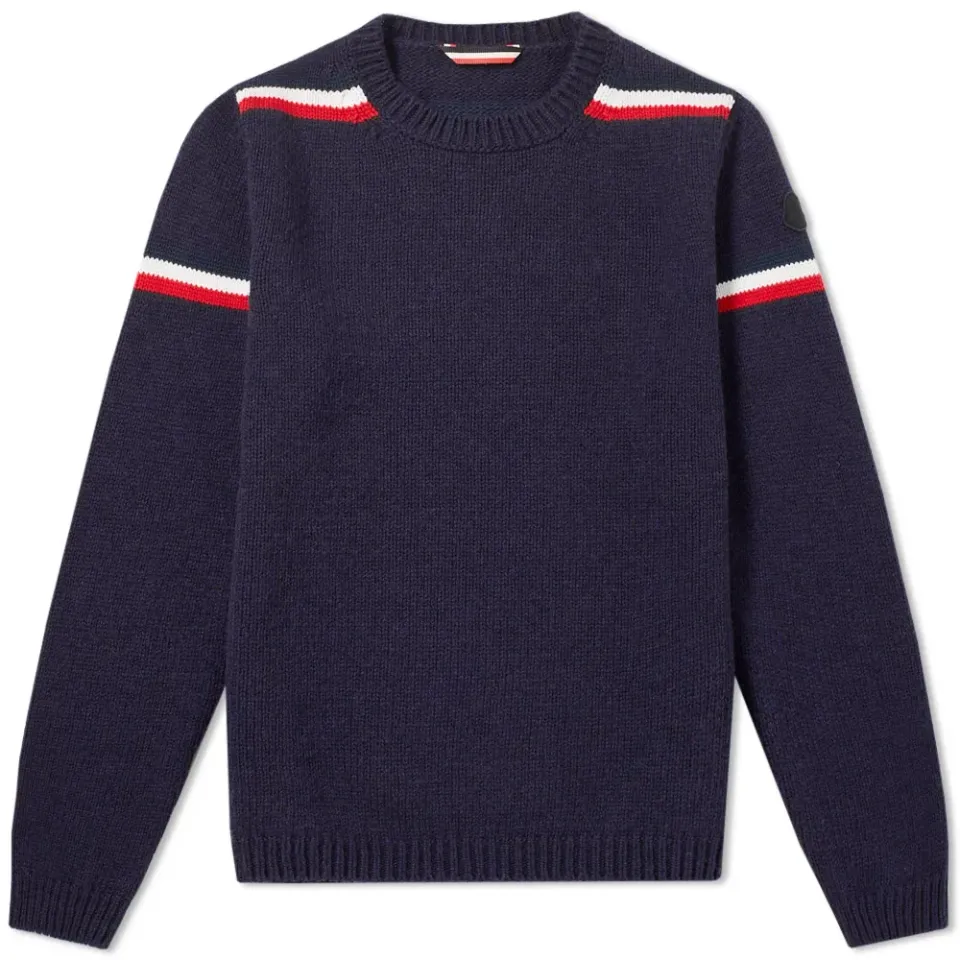 Twist Shoulder Stripe Crew Knit