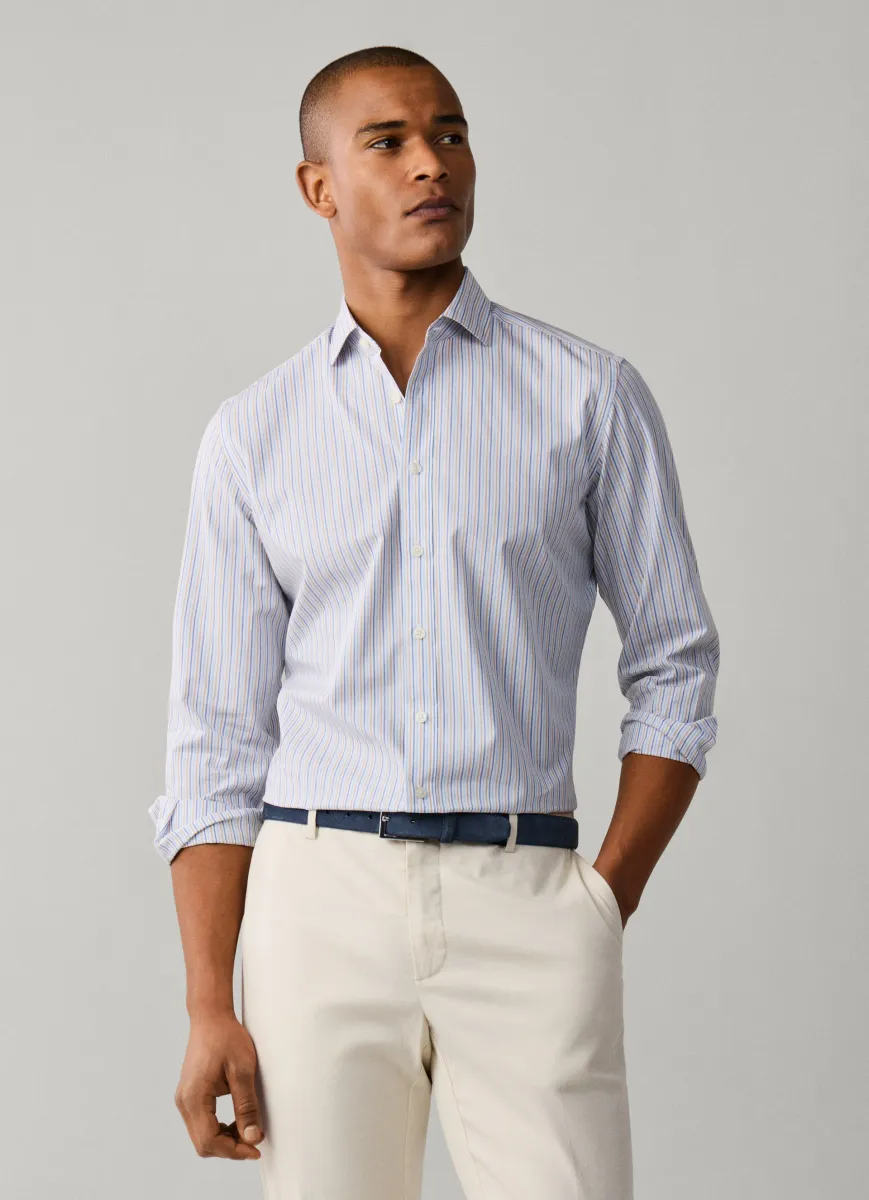Tailored Fit Tri Colour Stripe Shirt