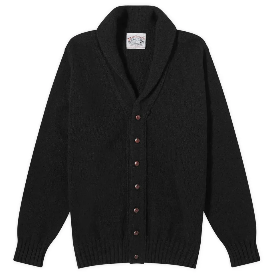 Jamieson's of Shetland Elbow Patch Shawl Collar Cardigan