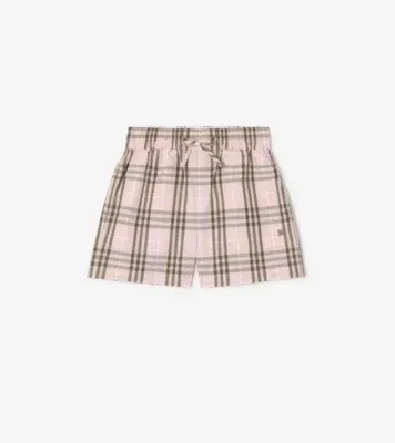 Check Cotton Shorts in Mallow pink