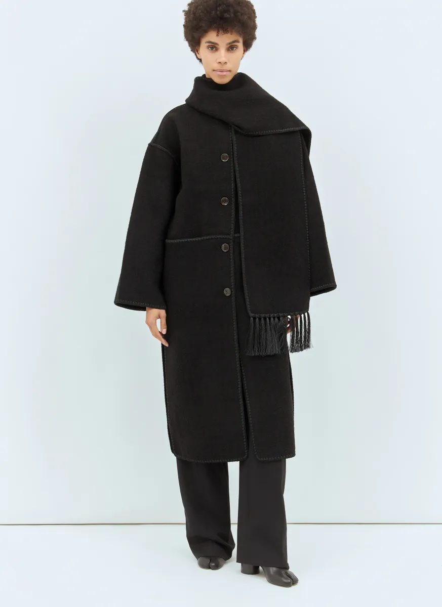 Embroidered Scarf Coat