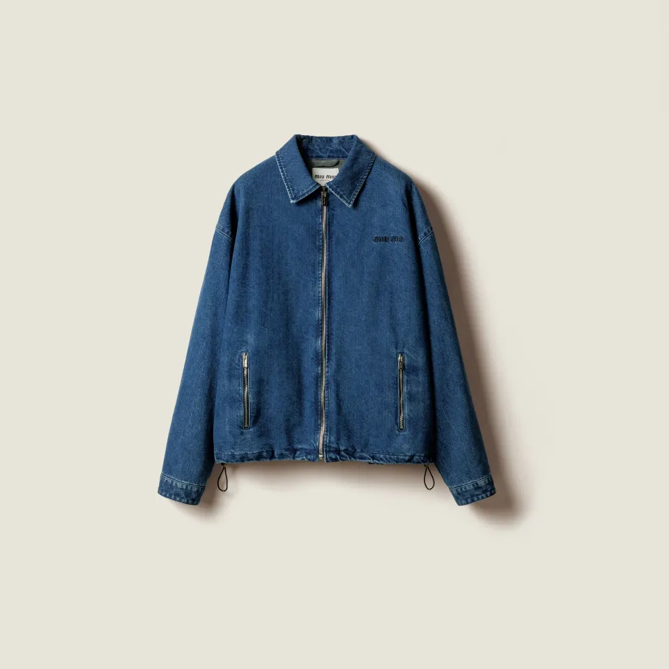 Cashmere denim blouson jacket