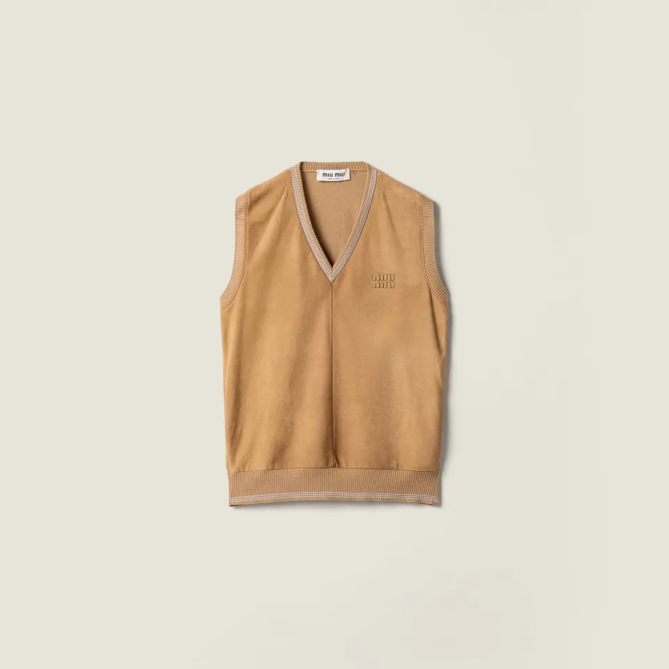 Wool and suede vest