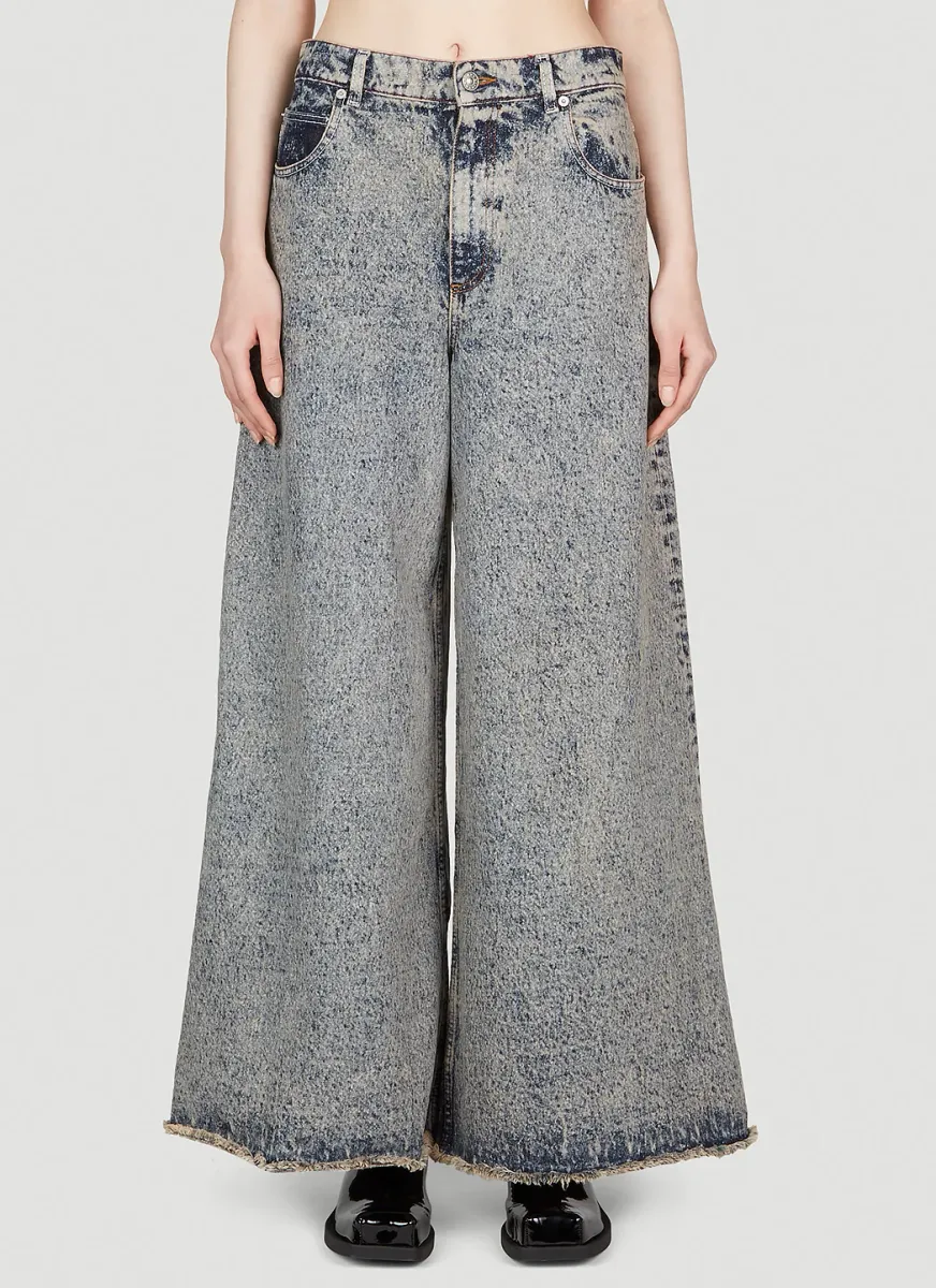 Marbled Wide Leg Denim Pants