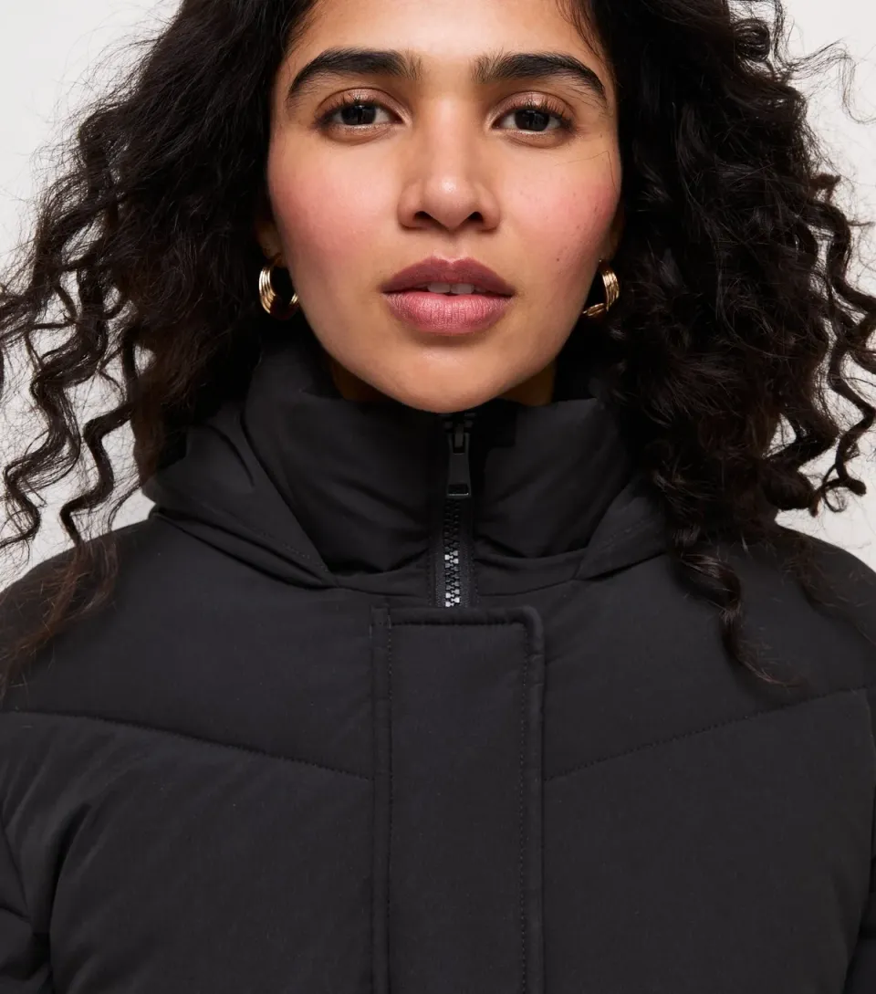 Women's Black Longline Puffer Jacket