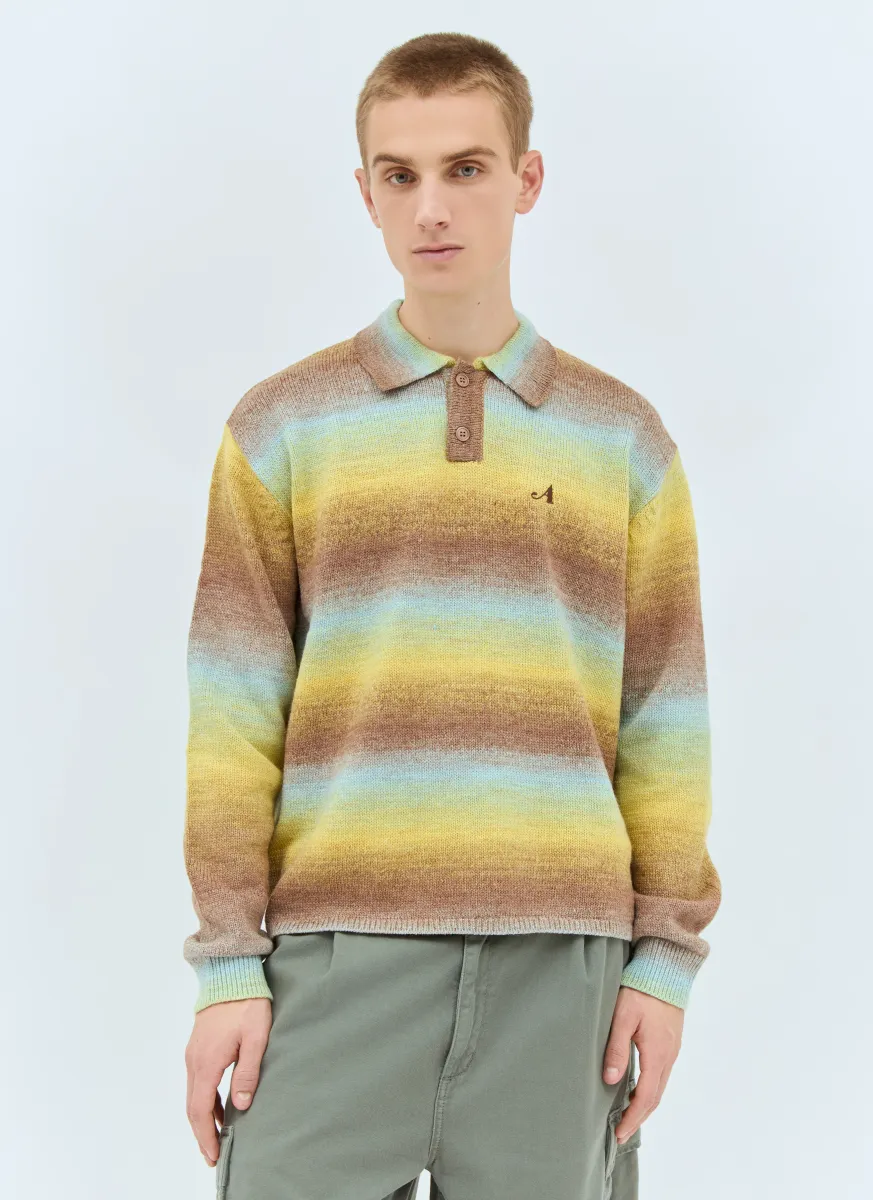 Ombre Polo Collar Sweater