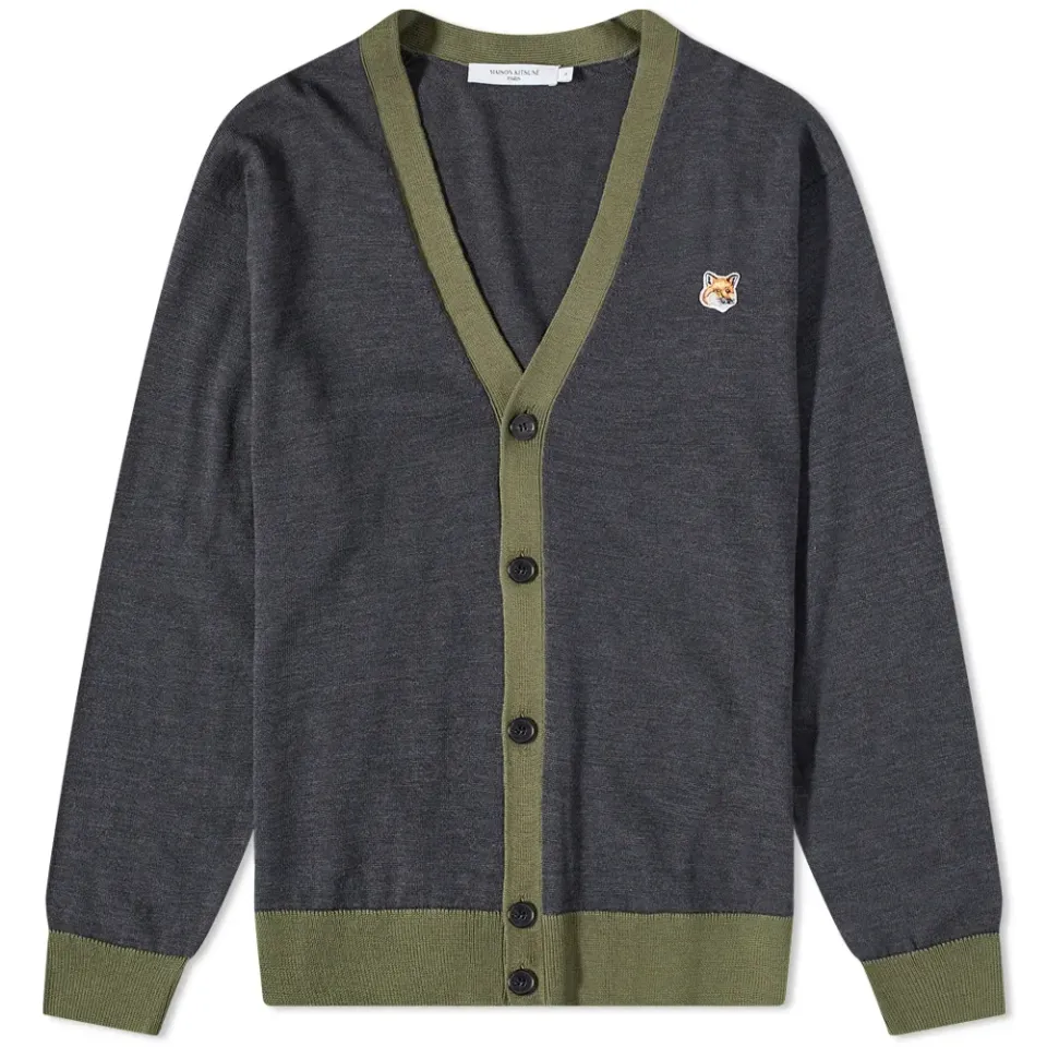 Fox Head Patch Bi Color Cardigan