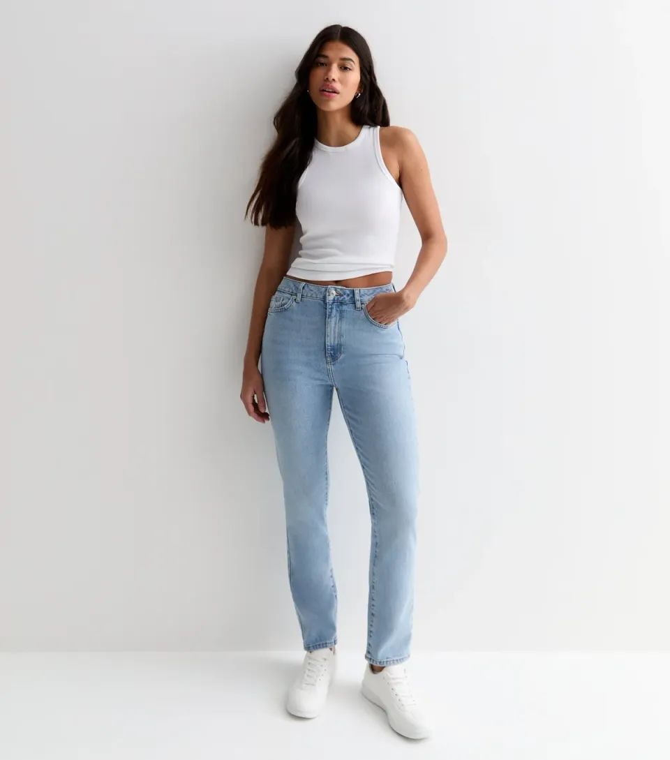 Women's Tall Light Blue Ankle Grazing Hannah Straight Leg Jeans