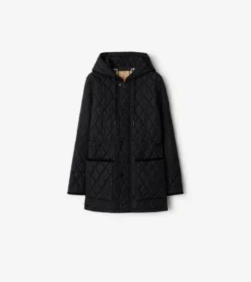 Quilted Nylon Parka in Black/sand