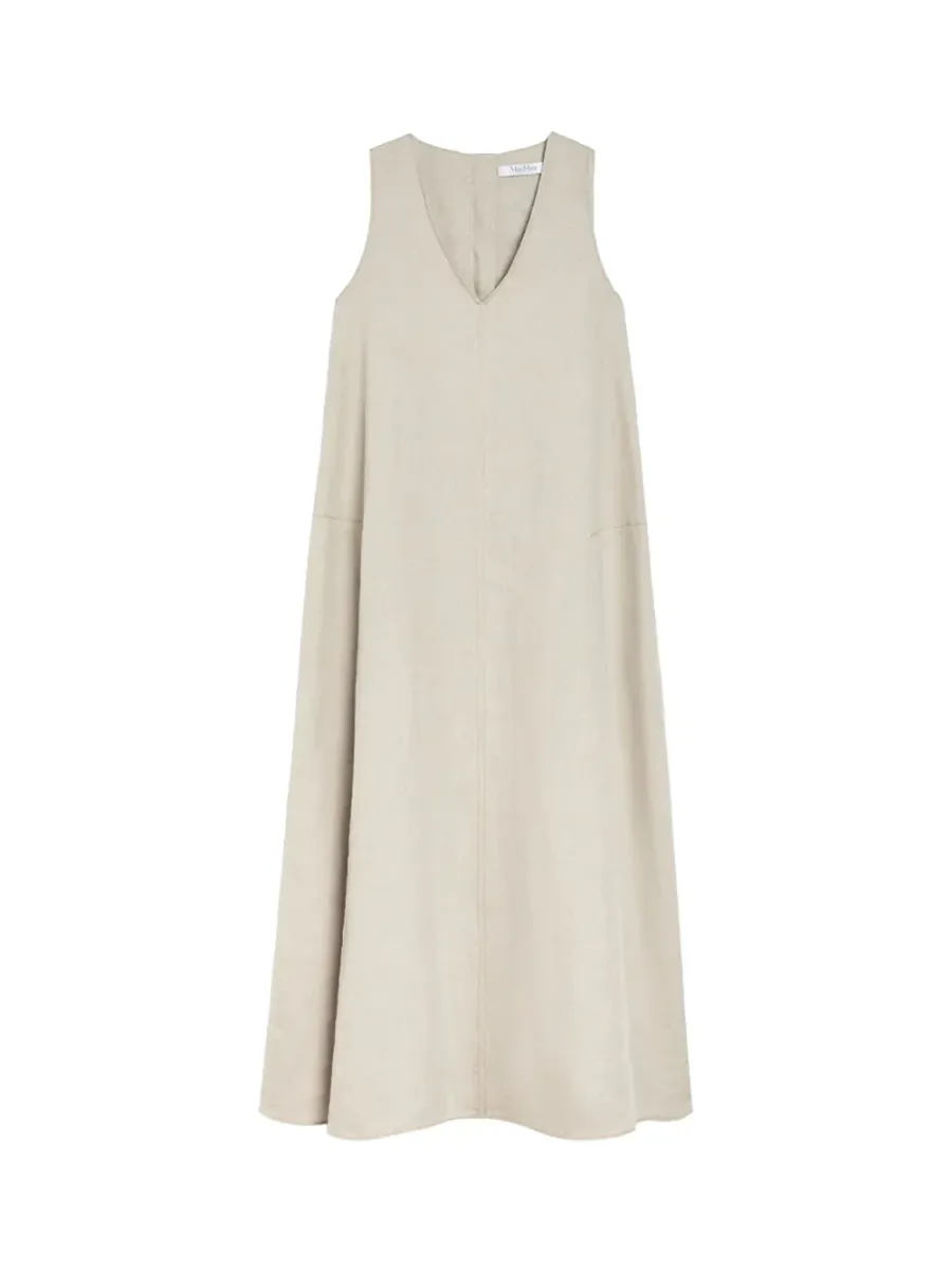 Simeone Flared Linen Dress Beige