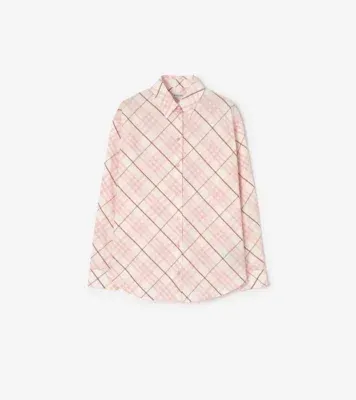 Relaxed Fit Check Cotton Shirt in Flora pink