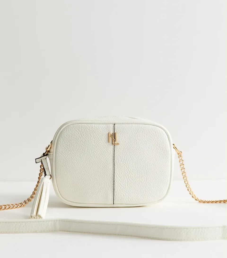 White Faux Leather Camera Cross Body Bag Vegan