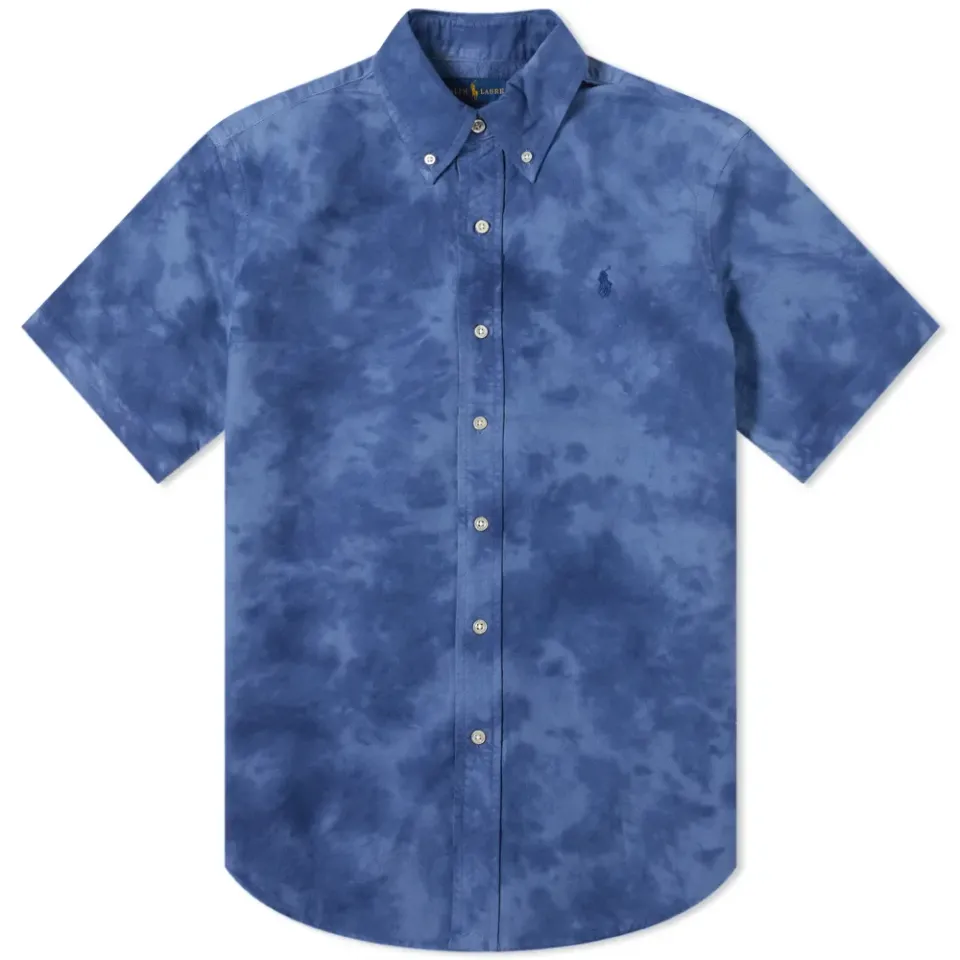 Button Down Short Sleeve Tie Dye Shirt