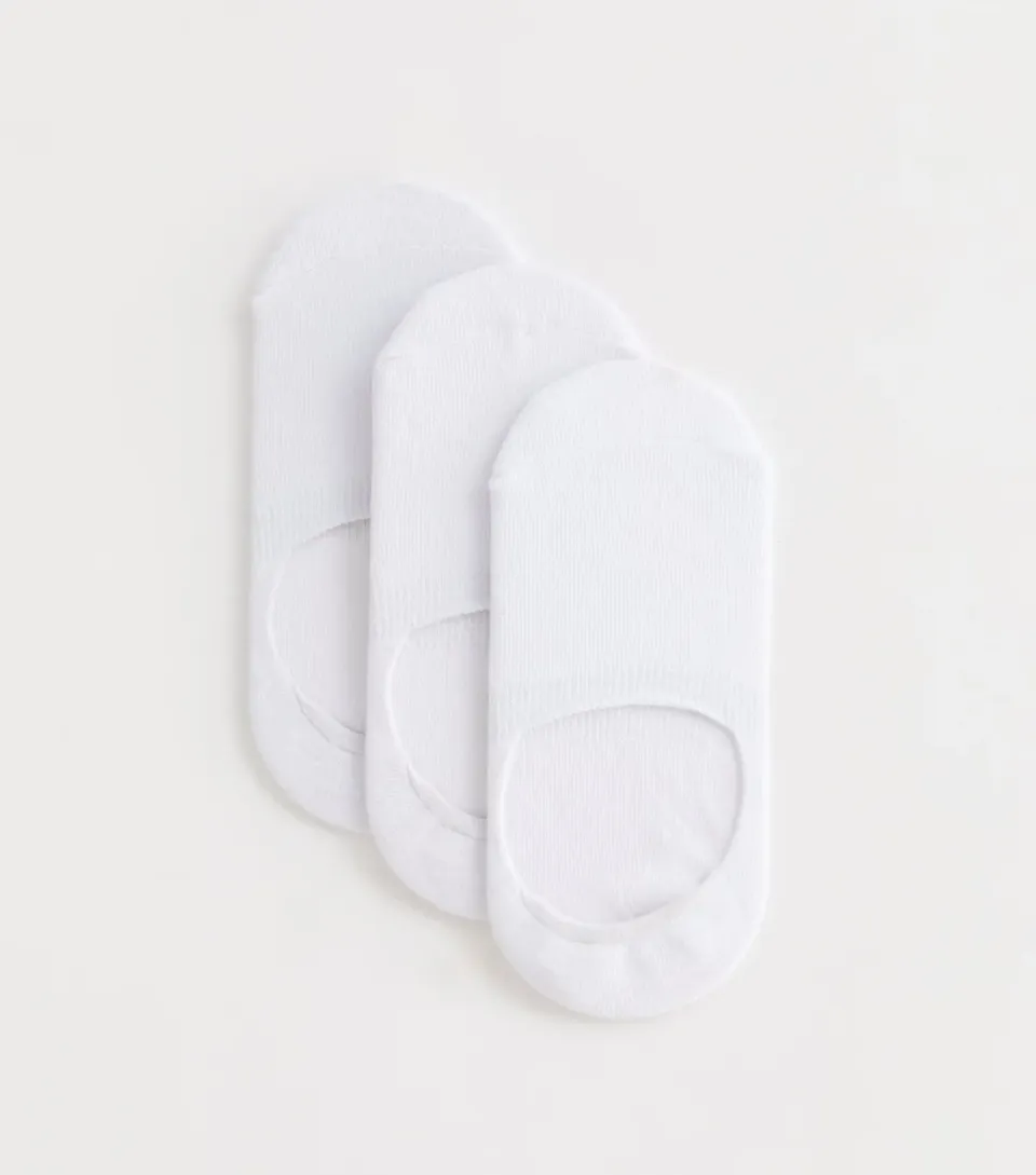 Women's 3 Pack White Sports Heel-Grip Invisible Socks