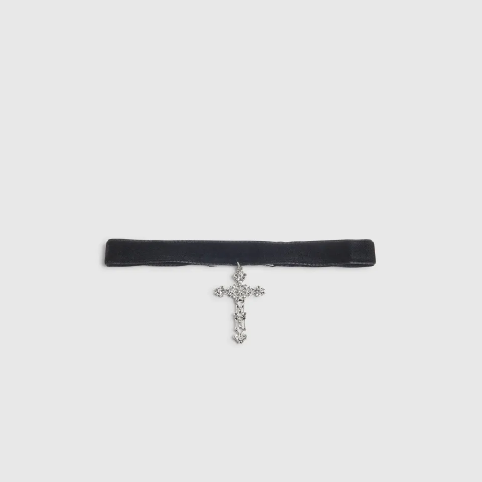 Velvet Cross Choker Necklace