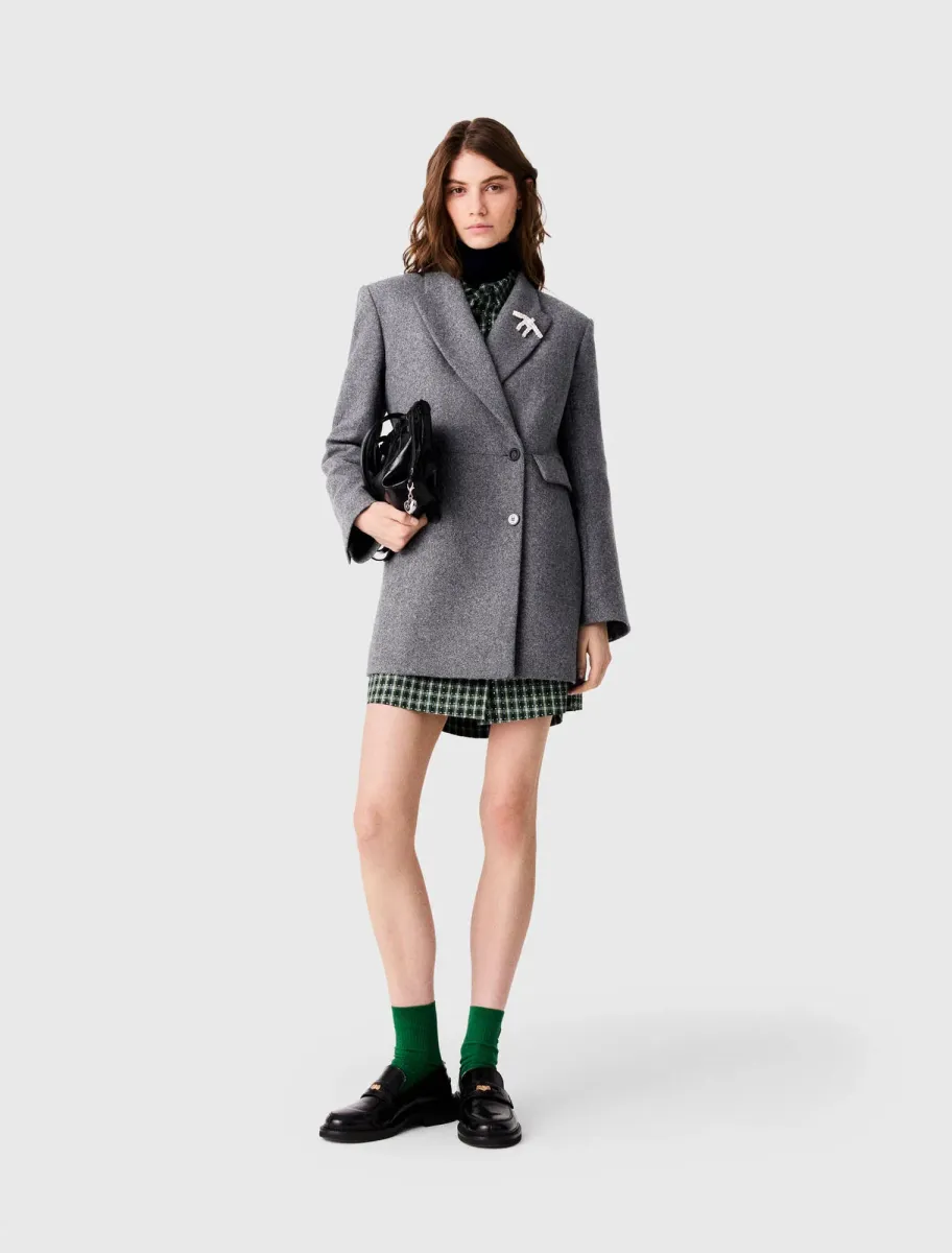 Mid-length wool blend coat