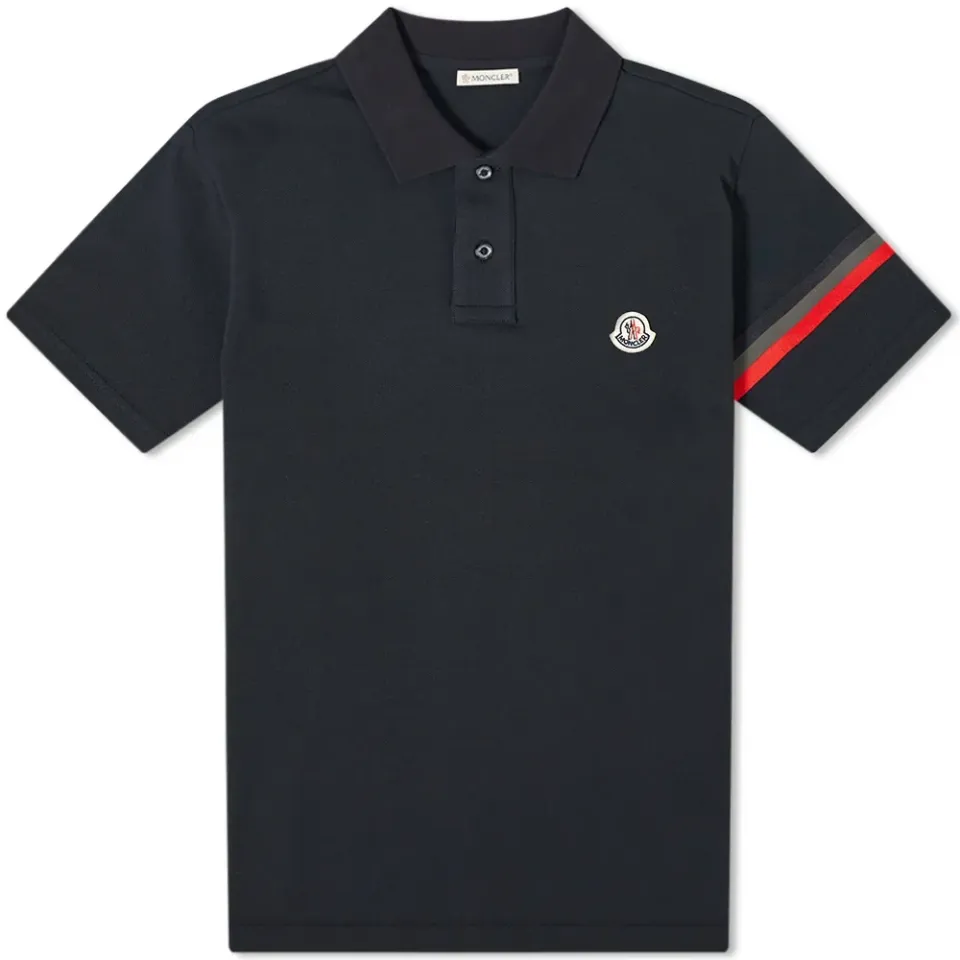 Tricolour Stripe Sleeve Polo